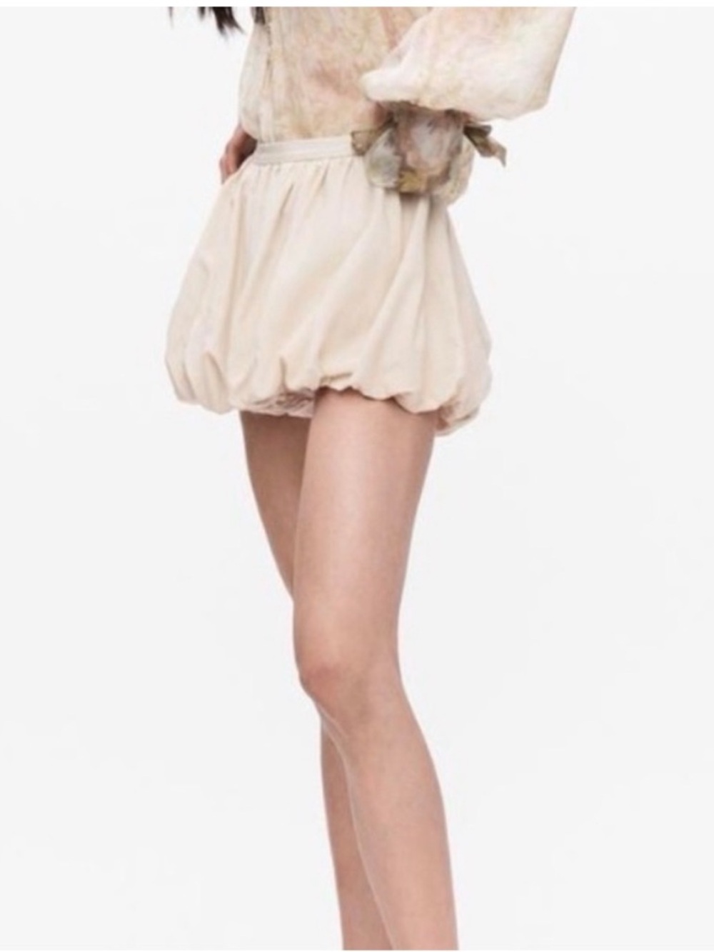 Zara collection Cream Bubble Hem Women's Shorts